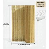 90X6 Metre Misina Dokuma Kamış Hasır Çit Bahçe Balkon Gölgelik Rüzgarlık - Bağlantı Aparatı Hediyeli