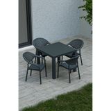 90x90 Cm Rattan 4 Kişilik Masa Takımı Camsız Bambu Sandalye Bahçe Teras Takımı Oturma Grubu Kahve Kahverengi
