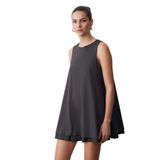 91500%100 Pamuk Mini Elbise-Antrasit