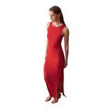 91652 Fitilli Midi Elbise-Kırmızı 36