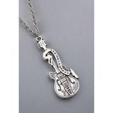 925 Ayar Antik Gümüş Kaplama Rock'N Roll Gitar Kolye