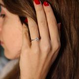 925 Ayar Gümüş 0,60 ct Görünümlü Tektaş Yüzük