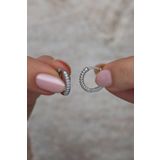 925 Ayar Gümüş 10 mm Rodyumlu Taşsız Desenli Halka Küpe