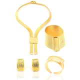 925 Ayar Gümüş Altın Kaplama Trabzon Hasırı Dörtlü Set 201022294