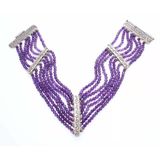 925 Ayar Gümüş Ametist Taşlı Choker Gerdanlık
