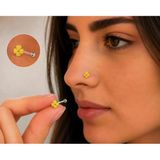 925 Ayar Gümüş Burun Hızması Sarı Çiçek Desenli Minimal Nose Stud Kadın Erkek Unisex 8 Mm