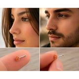 925 Ayar Gümüş Burun Hızması Turuncu Çiçek Desenli Minimal Nose Stud Kadın Erkek Unisex 8 Mm