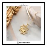 925 Ayar Gümüş Çift Taraflı Lotus Çiçeği Dönence Kolye