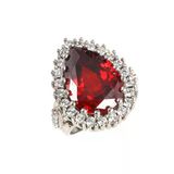925 Ayar Gümüş Damla Garnet Taşlı Anturaj Yüzük