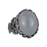 925 Ayar Gümüş Erkek Yüzük - Cabochon Akuamarin