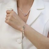 925 Ayar Gümüş Gerçek Ve Doğal İnci Yarı Zincir Bileklik Çap:7mm - Cbp00145