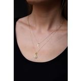 925 Ayar Gümüş Gold Kaplama Asansörlü Taşlı Inci Taşlı Istiridye Kristal Kesim E Harf Kolye