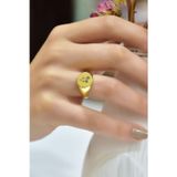 925 Ayar Gümüş Gold Kaplama Ayarlanabilir Doğum Çiçeği ve Harf Kadın Yüzük
