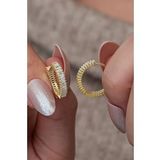 925 Ayar Gümüş Gold Kaplama Baget Taşlı 15 Mm Tamtur Küpe