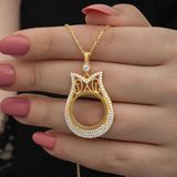 925 Ayar Gümüş Gold Kaplama Çeyrek Altın Çerçevesi Kolye