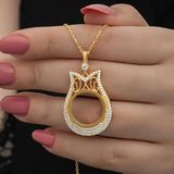 925 Ayar Gümüş Gold Kaplama Çeyrek Altın Çerçevesi Kolye