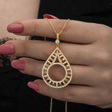 925 Ayar Gümüş Gold Kaplama Damla Çeyrek Altın Çerçevesi Kolye