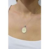 925 Ayar Gümüş Gold Kaplama Gözlü Lotus Plaka Kolye