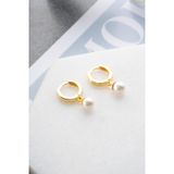 925 Ayar Gümüş Gold Kaplama İnci Sallantılı 10 mm Tamtur Küpe