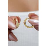 925 Ayar Gümüş Gold Kaplama Kalp Detaylı 15 mm Halka Küpe