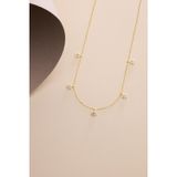925 Ayar Gümüş Gold Kaplama Mor Taşlı Minimal Çiçek Şans Kolye