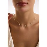 925 Ayar Gümüş Gold Kaplama Pembe Taşlı Minimal Çiçek Şans Kolye