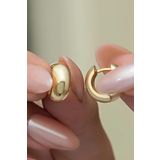 925 Ayar Gümüş Gold Kaplama Tombul 15 mm Halka Küpe
