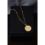 925 Ayar Gümüş Gold Kaplama Top Zincirli Mor Taşlı Bebek Ayak Izi Plaka Kolye