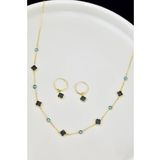 925 Ayar Gümüş Gold Kaplama Van Cleef Kolye Ve Küpe Set