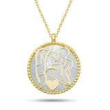 925 Ayar Gümüş Gold Sedef Taşlı Anne Çocuk Sevgisi Kolye