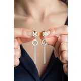 925 Ayar Gümüş Halkalı Zincir Sallantılı Küpe (SILVER)