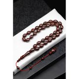 925 Ayar Gümüş İşlemeli Kuka Ağacı Tesbih 9 X 12 Mm Arpa Kesim - T-1872