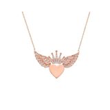 925 Ayar Gümüş Kalbimin Tacı Melek Kanadı Rose Gold Kolye