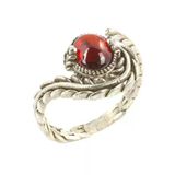 925 Ayar Gümüş Kapüşon Oval Garnet Taşlı Sarmaşık Yüzük