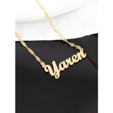 925 Ayar Gümüş Kişiselleştirilebilir Isimli Kolye (Ürün Sorularından Isim Bilgisi Iletebilirsiniz) - Gold - 60 cm