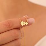 925 Ayar Gümüş Kişiye Özel Harfli Minimal Puzzle Kolye