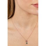 925 Ayar Gümüş Kolye Rose Gold Kaplama Elmas Montürlü Işıltılı Damla Kesim Zümrüt Zirkon Taşlı Kolye Sgtl13229yesıl