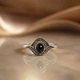 925 Ayar Gümüş Oltu Taşı Kadın Yüzük - Elegance