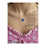 925 Ayar Gümüş Opal Taşlı Fatma Ana Eli Kolye (Hamsa)