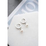 925 Ayar Gümüş Rodyum Kaplama İnci Sallantılı 10 mm Tamtur Küpe