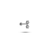925 Ayar Gümüş Rodyumlu Minimal 2 Zirkon Taşlı Tragus Piercing