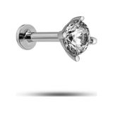 925 Ayar Gümüş Rodyumlu Minimal 4 mm Tek Taş Tragus Piercing