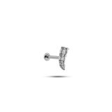 925 Ayar Gümüş Rodyumlu Minimal 4 Taşlı Tragus Piercing