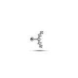 925 Ayar Gümüş Rodyumlu Minimal Altı Taşlı Model Tragus Piercing