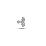 925 Ayar Gümüş Rodyumlu Minimal Beşli Mekik Model Tragus Piercing