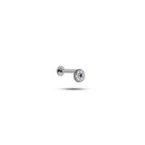 925 Ayar Gümüş Rodyumlu Minimal Çiçek Tragus Piercing
