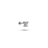 925 Ayar Gümüş Rodyumlu Minimal Kelebek Tragus Piercing