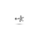 925 Ayar Gümüş Rodyumlu Minimal Kır Çiçeği Tragus Piercing