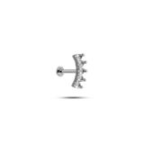 925 Ayar Gümüş Rodyumlu Minimal Mekik Beş Taşlı Tragus Piercing