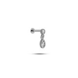 925 Ayar Gümüş Rodyumlu Minimal Sallantılı Damla Taşlı Tragus Piercing